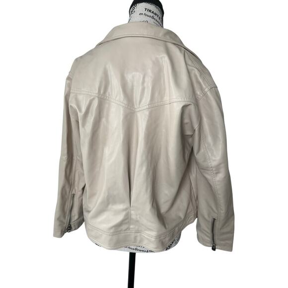 Zara Beige Faux Leather Biker Jacket - Picture 3 of 5